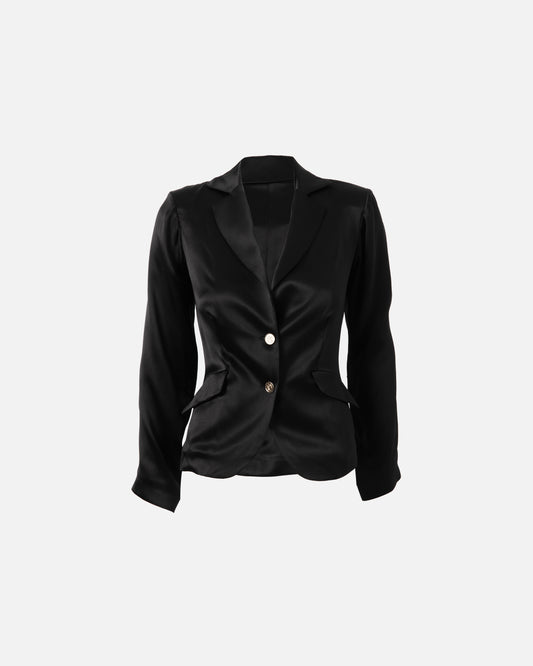 BRIGID Noir Satin Blazer - M I C H E L L E  G A R C I A