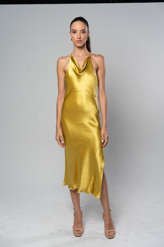 ELVIRA Gold Slip Dress