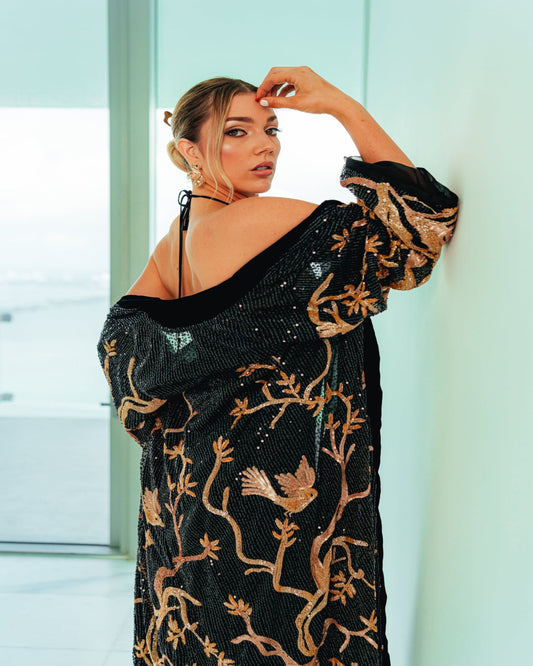 DALIA beaded velvet kimono - M I C H E L L E  G A R C I A