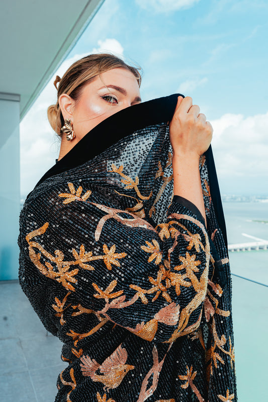 DALIA beaded velvet kimono - M I C H E L L E  G A R C I A