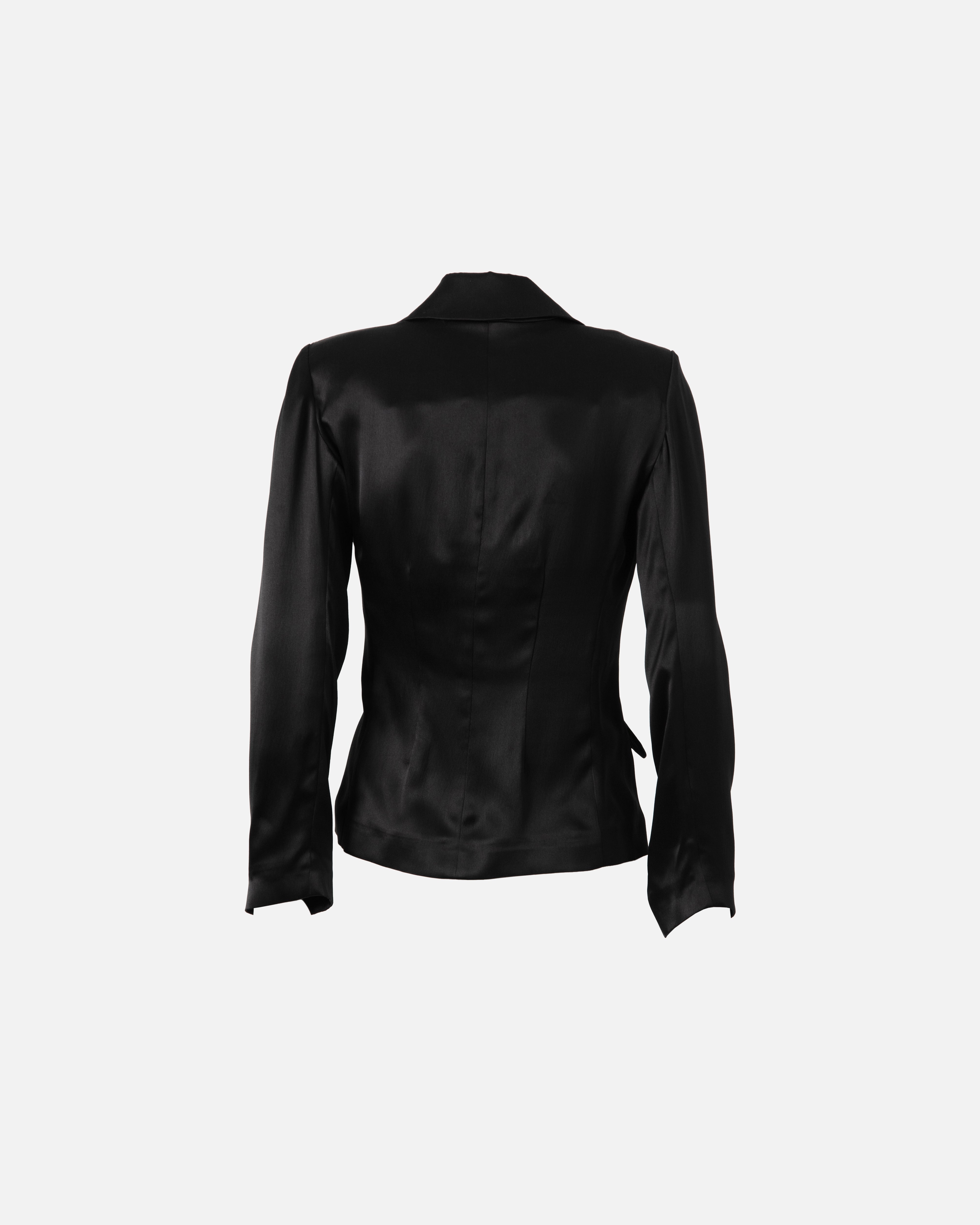BRIGID Noir Satin Blazer - M I C H E L L E  G A R C I A