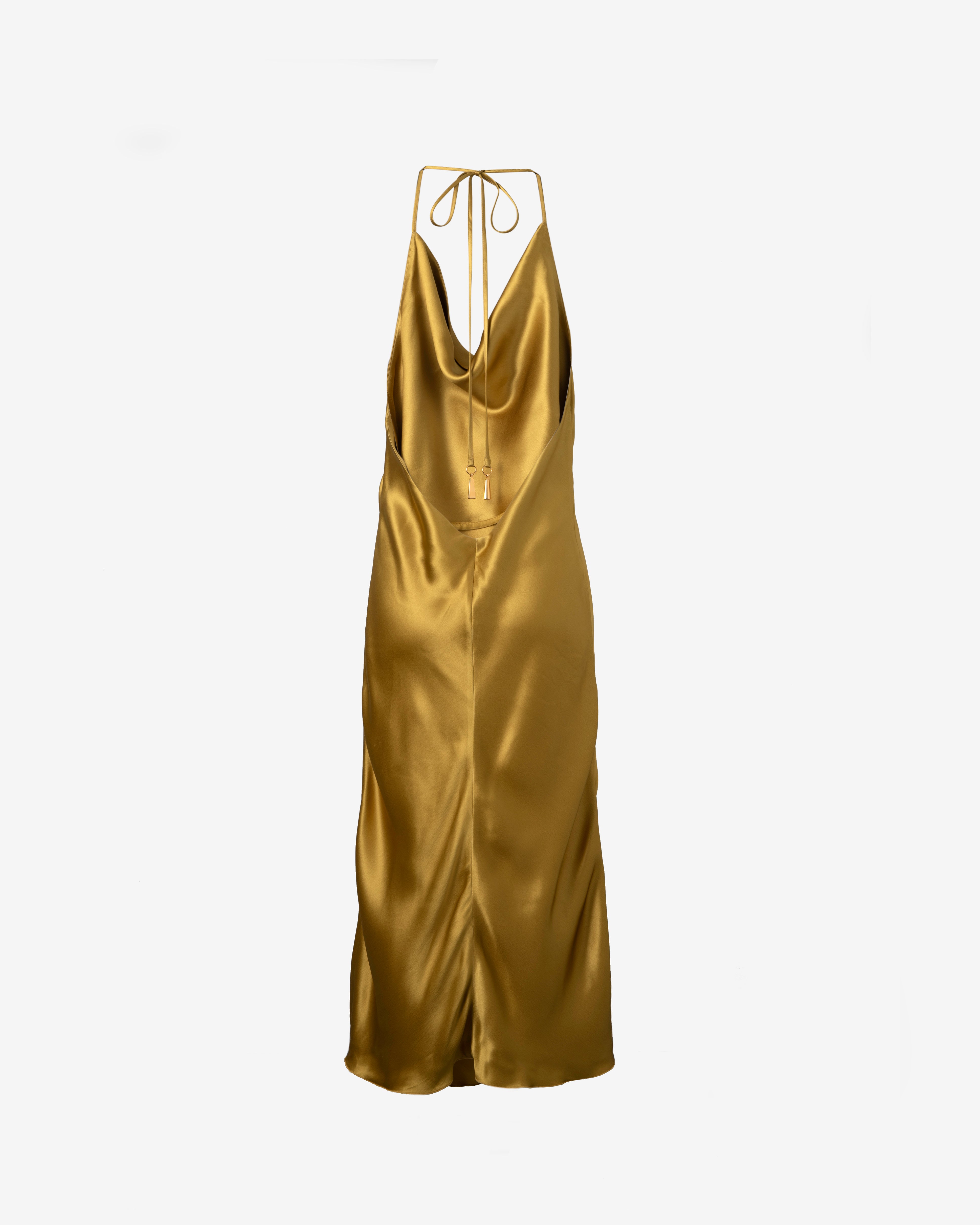 ELVIRA Gold Slip Dress - M I C H E L L E  G A R C I A